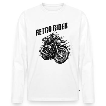 Retro Rider Vintage Motorrad Tee - Männer Premium Bio Langarmshirt - Weiß - Vorne - Nico (187cm)