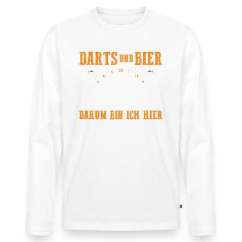 Darts und Bier Lustiges Dartshirt - Männer Premium Bio Langarmshirt - Weiß - Vorne - Nico (187cm)