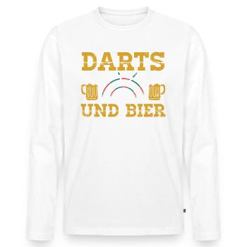 Darts und Bier Lustiges Dartshirt - Männer Premium Bio Langarmshirt - Weiß - Vorne - Nico (187cm)