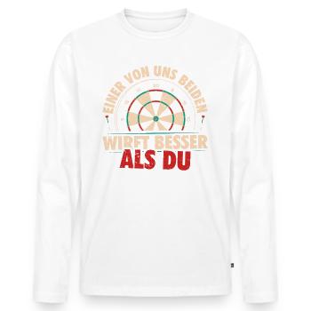 Funny Darter Duo Motif Tee - Men's Premium Organic Long Sleeve Shirt - white - Front - Nico (187cm)