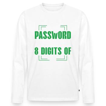 Pi chiffres mot de passe math humour tee - T-shirt manches longues Premium bio Homme - blanc - Devant - Nico (187cm)