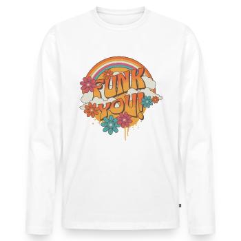 Funk You Vintage Music Tee - Men's Premium Organic Long Sleeve Shirt - white - Front - Nico (187cm)