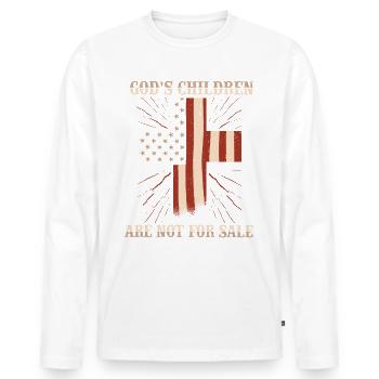 Un t-shirt « arrête l’exploitation des enfants » - T-shirt manches longues Premium bio Homme - blanc - Devant - Nico (187cm)
