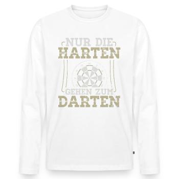Motivierendes Dartsport Shirt - Männer Premium Bio Langarmshirt - Weiß - Vorne - Nico (187cm)