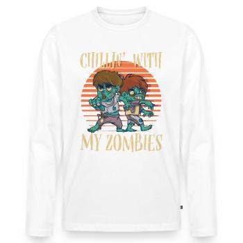 Zombie crew t-shirt - Men's Premium Organic Long Sleeve Shirt - white - Front - Nico (187cm)