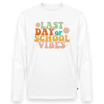 t-shirt « last Day Of School Summer Vibes » - T-shirt manches longues Premium bio Homme - blanc - Devant - Nico (187cm)