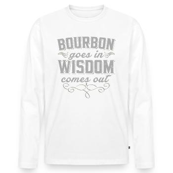 Funny bourbon wisdom t-shirt - Men's Premium Organic Long Sleeve Shirt - white - Front - Nico (187cm)