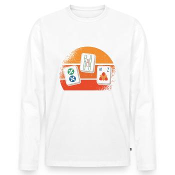Live Laugh Mahjong T-shirt - T-shirt manches longues Premium bio Homme - blanc - Devant - Nico (187cm)