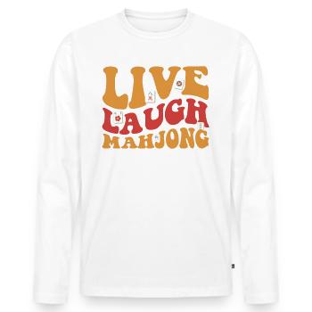 Live Laugh Mahjong T-shirt - T-shirt manches longues Premium bio Homme - blanc - Devant - Nico (187cm)