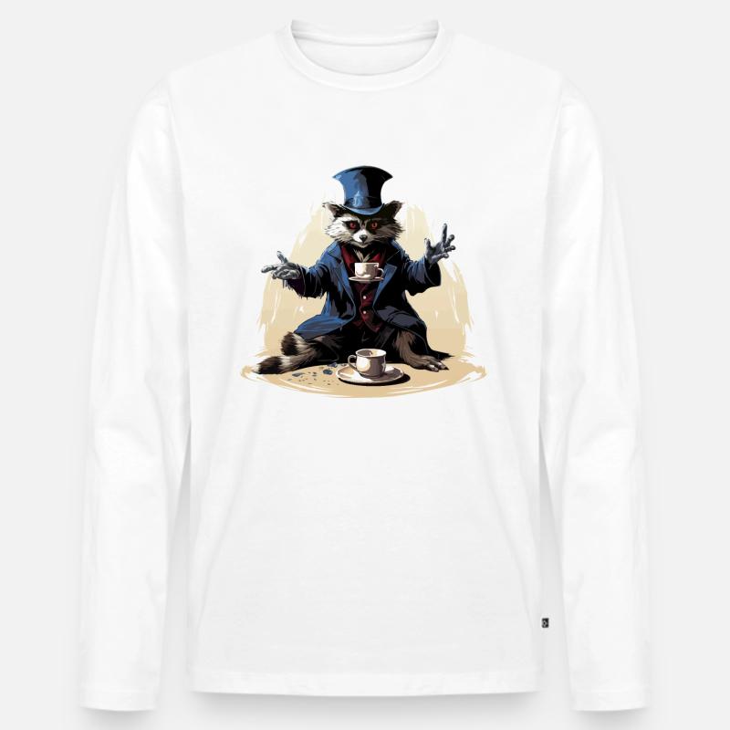 Der Koffein-Magier - Männer Premium Bio Langarmshirt - Weiß