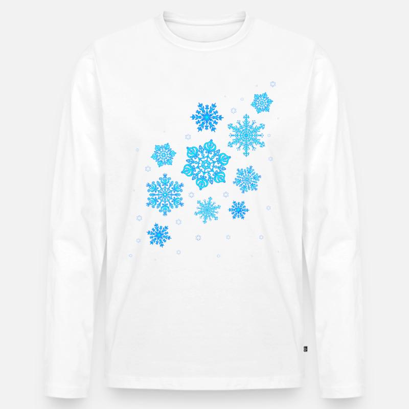 Schneeflocken Mandala - Männer Premium Bio Langarmshirt - Weiß