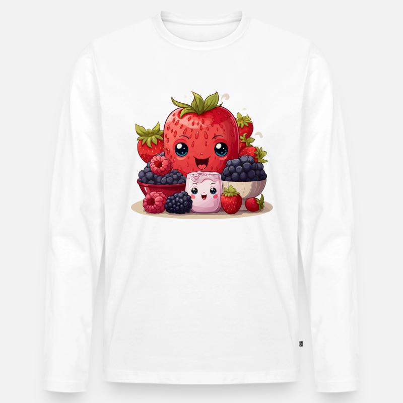 Beeren-Glückseligkeit - Männer Premium Bio Langarmshirt - Weiß