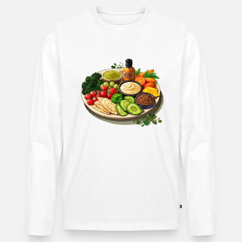 Lebendige Platte - Männer Premium Bio Langarmshirt - Weiß