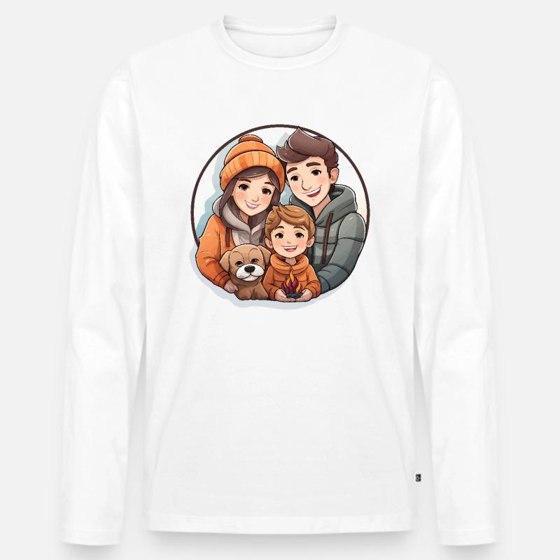 Geschichten vom Kamin - Männer Premium Bio Langarmshirt - Weiß