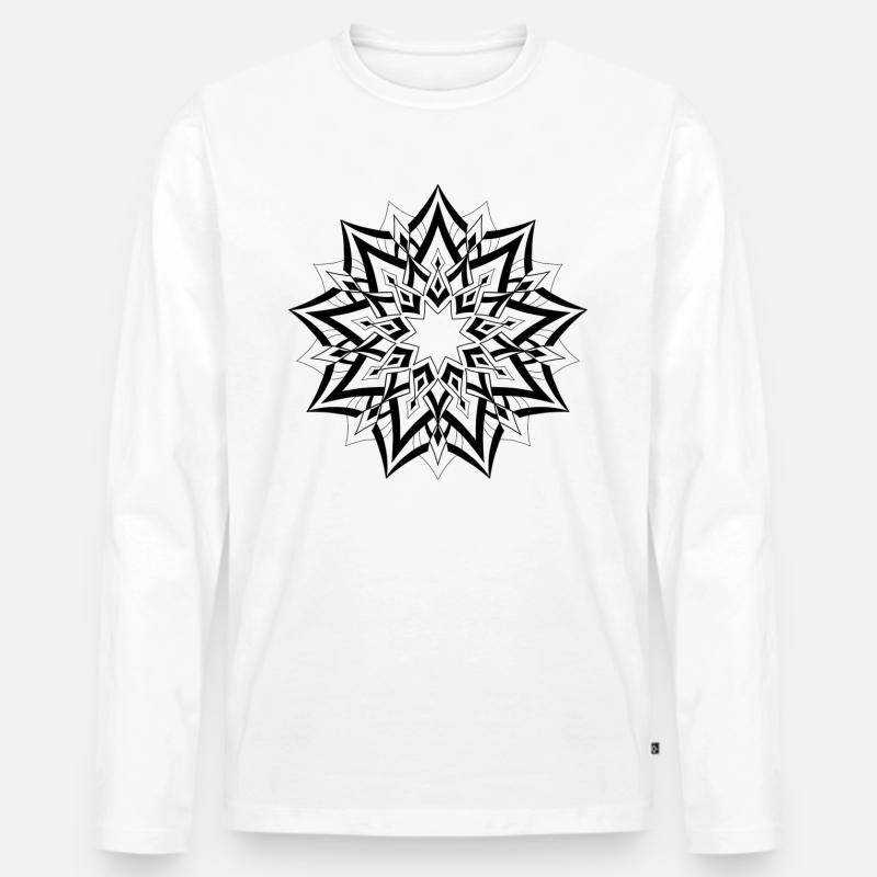 Geometric Mandala Design - Männer Premium Bio Langarmshirt - Weiß