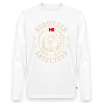Norwegen Angeltour 2022 - Männer Premium Bio Langarmshirt - Weiß - Vorne - Nico (187cm)