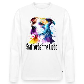 American Staffordshire - Männer Premium Bio Langarmshirt - Weiß - Vorne - Nico (187cm)