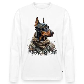 Doberman as a soldier - Men's Premium Organic Long Sleeve Shirt - white - Front - Nico (187cm)