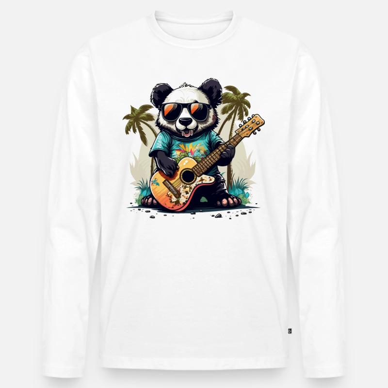 Cooler Panda - Männer Premium Bio Langarmshirt - Weiß