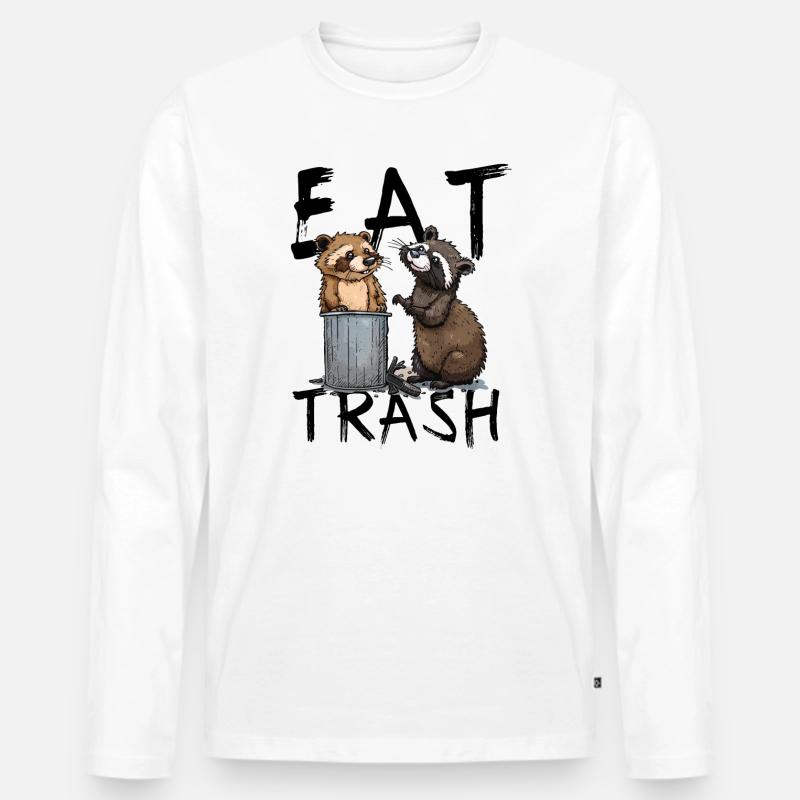 Waschbär Waldtier Lustig - Männer Premium Bio Langarmshirt - Weiß