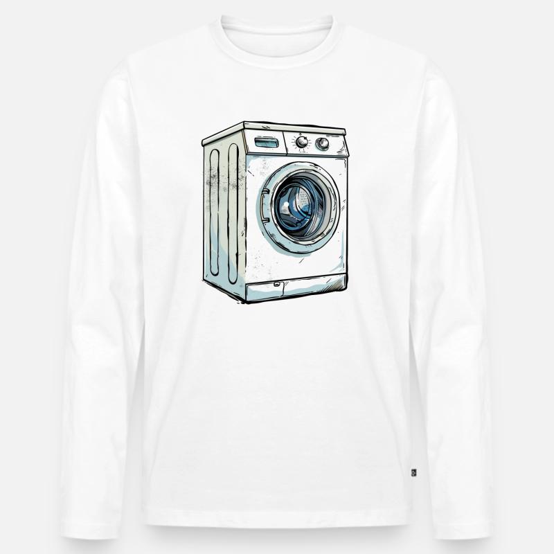 Waschmaschine - Männer Premium Bio Langarmshirt - Weiß