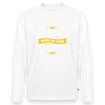 JEAN-LOUIS PARFAIT - PRENOM JEAN-LOUIS - T-shirt manches longues Premium bio Homme - blanc - Devant - Nico (187cm)