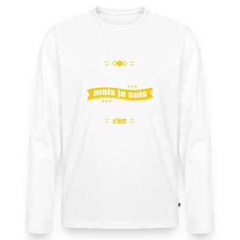 BÉLA PARFAIT - PRENOM BÉLA - T-shirt manches longues Premium bio Homme - blanc - Devant - Nico (187cm)