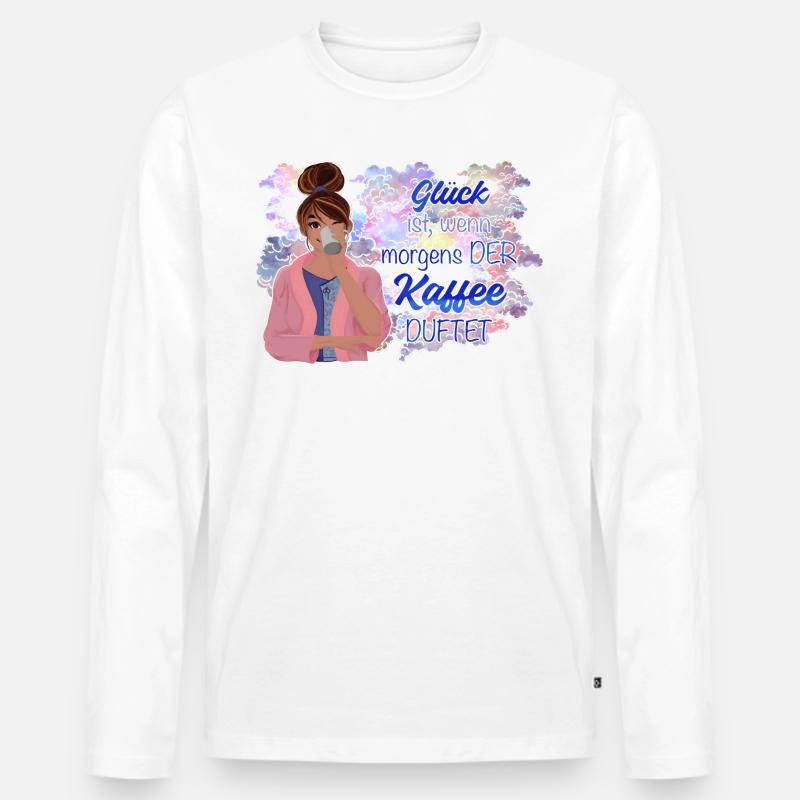 ProllyPolly sagt: Kaffeeglück - Männer Premium Bio Langarmshirt - Weiß