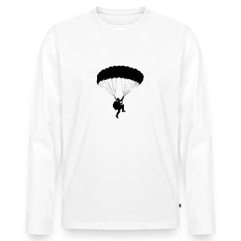 Parachutiste passionné de sports extrêmes - T-shirt manches longues Premium bio Homme - blanc - Devant - Nico (187cm)