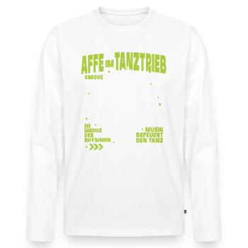 Jungle Bass T-Shirt – Young Chimpanzee Groove - Men's Premium Organic Long Sleeve Shirt - white - Front - Nico (187cm)
