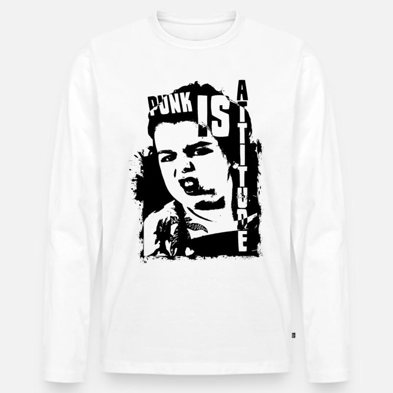 Punk ist Haltung - Männer Premium Bio Langarmshirt - Weiß