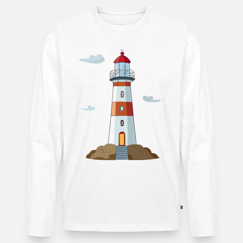 Leuchtturm - Männer Premium Bio Langarmshirt - Weiß