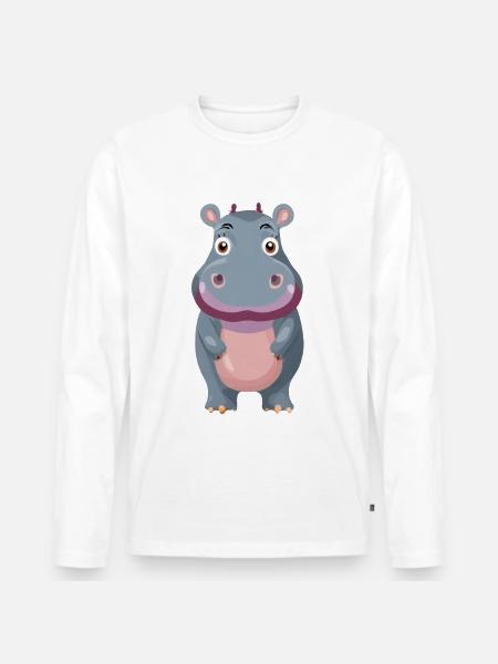 Cute hippopotamus - Men's Premium Organic Long Sleeve Shirt - white