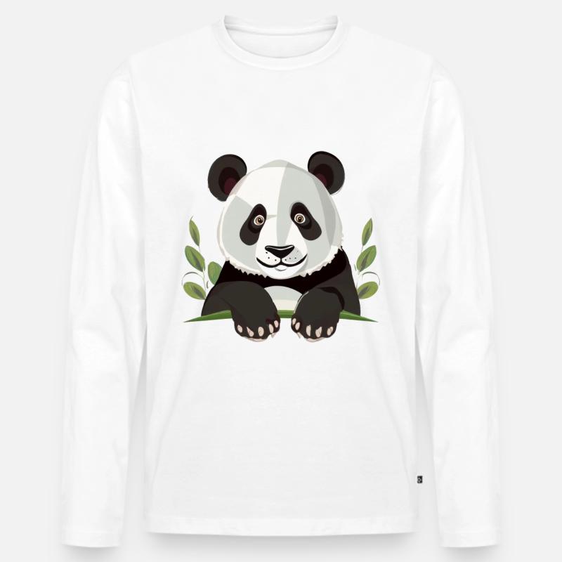 Großer Panda - Männer Premium Bio Langarmshirt - Weiß