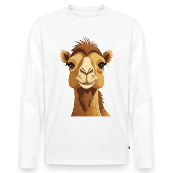 Cute Camel - Men's Premium Organic Long Sleeve Shirt - white - Front - Nico (187cm)