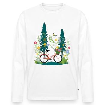 Cycling in nature - Men's Premium Organic Long Sleeve Shirt - white - Front - Nico (187cm)