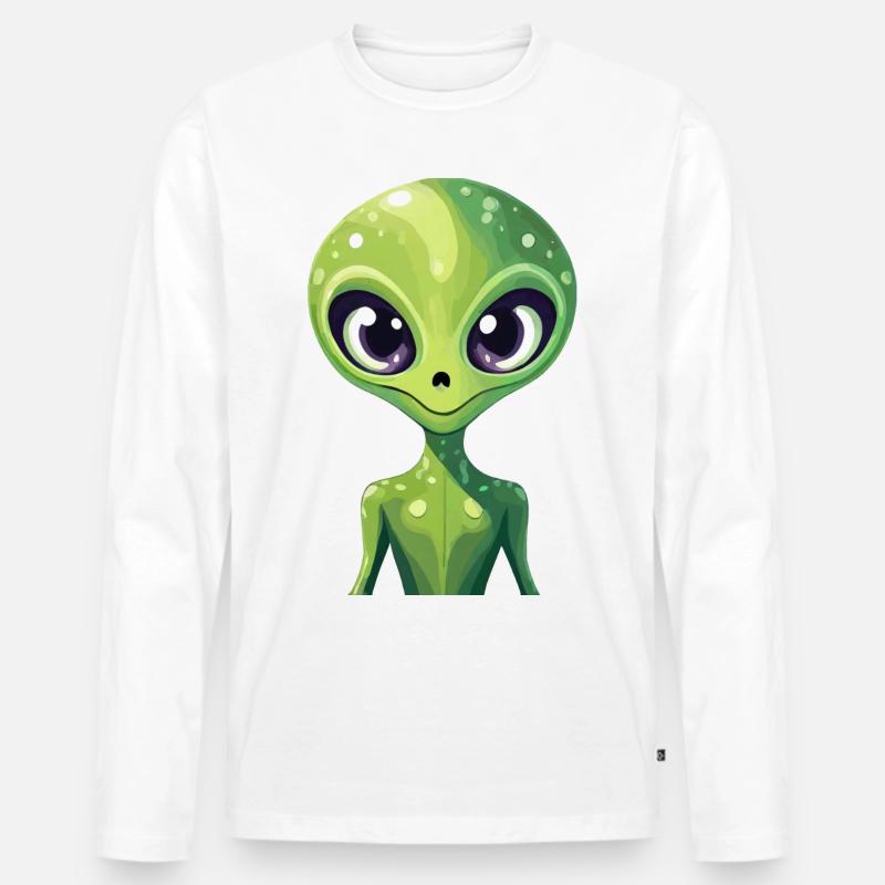 Alien oder Außerirdischer - Männer Premium Bio Langarmshirt - Weiß