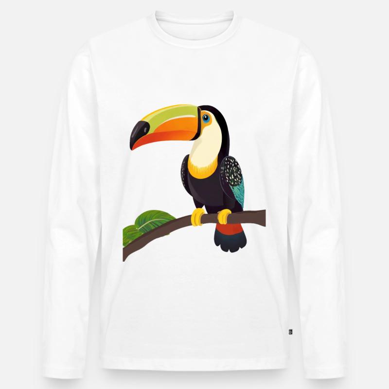 niedlicher Tukan - Männer Premium Bio Langarmshirt - Weiß