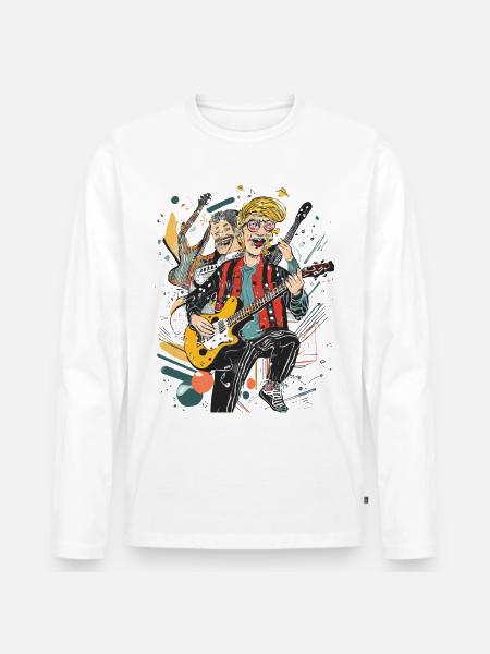 Musiker, die Rockmusik spielen - Männer Premium Bio Langarmshirt - Weiß