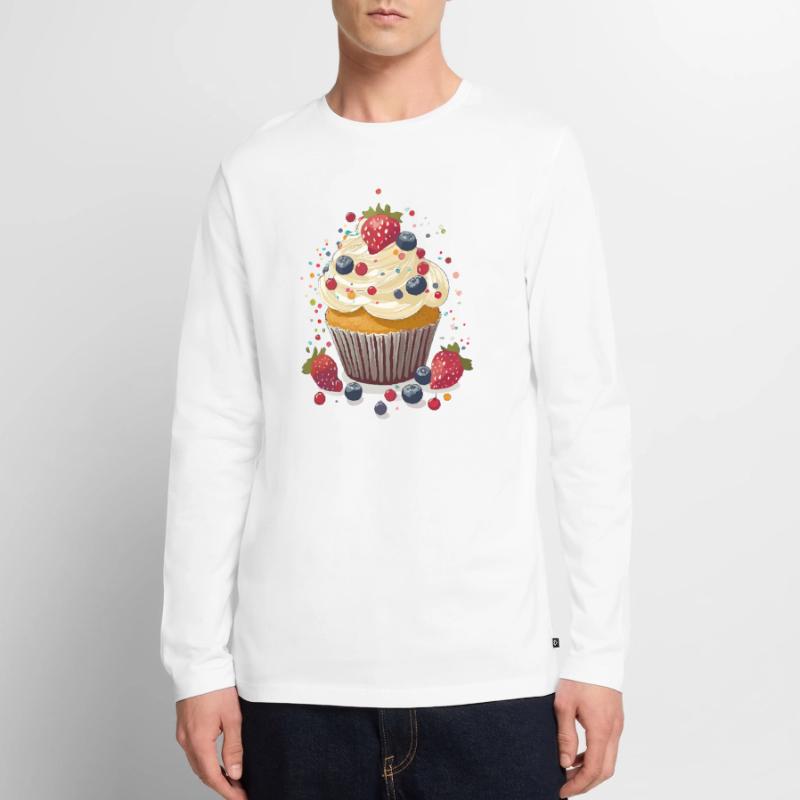 Cupcake oder Muffin mit Creme und Beeren Männer Premium Bio Langarmshirt