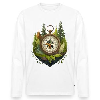 With the compass into adventure - Men's Premium Organic Long Sleeve Shirt - white - Front - Nico (187cm)