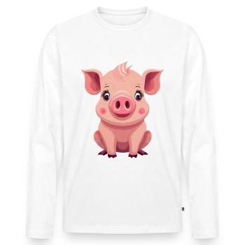 Cochon - T-shirt manches longues Premium bio Homme - blanc - Devant - Nico (187cm)
