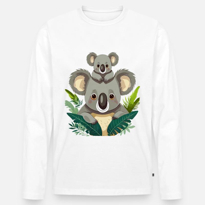 Niedlicher Koala im Urwald - Männer Premium Bio Langarmshirt - Weiß