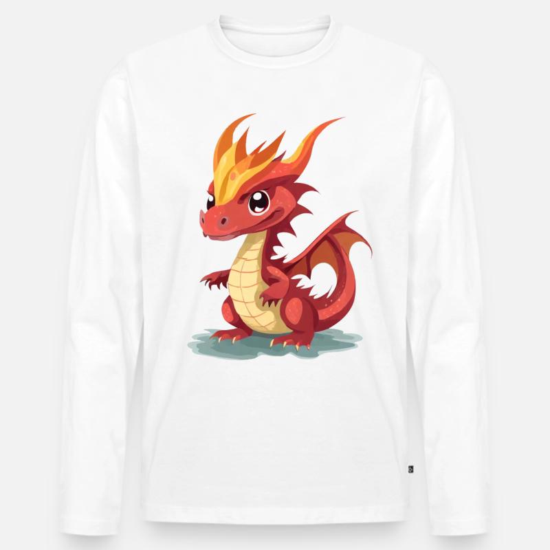 Drache - Männer Premium Bio Langarmshirt - Weiß