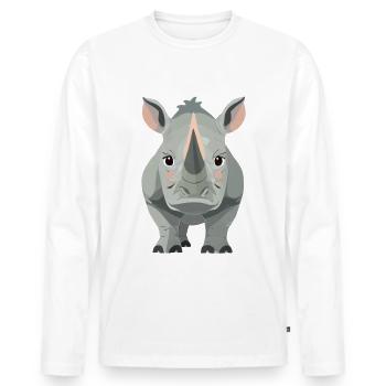 Rhinoceros - Men's Premium Organic Long Sleeve Shirt - white - Front - Nico (187cm)