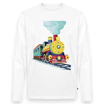 A cute locomotive - Men's Premium Organic Long Sleeve Shirt - white - Front - Nico (187cm)