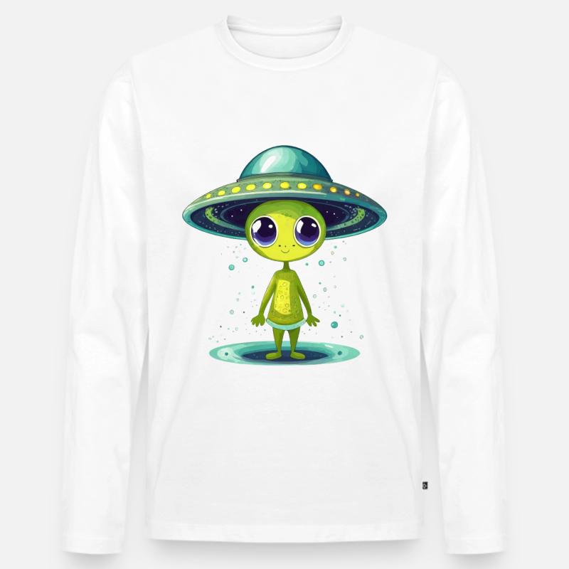 Alien - Männer Premium Bio Langarmshirt - Weiß