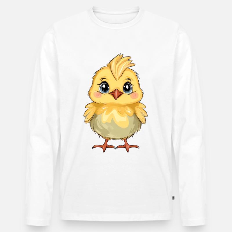 Küken - Männer Premium Bio Langarmshirt - Weiß