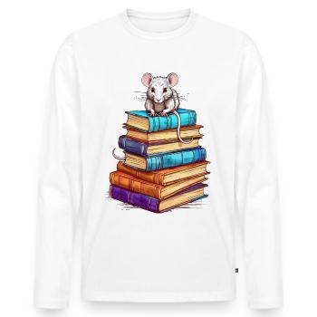 Leseratte - Männer Premium Bio Langarmshirt - Weiß - Vorne - Nico (187cm)