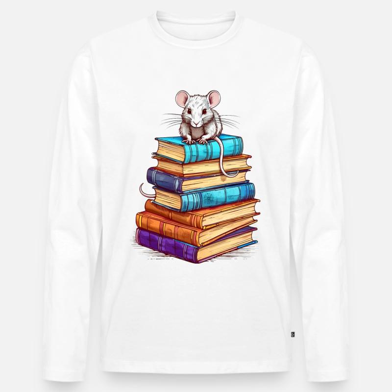 Leseratte - Männer Premium Bio Langarmshirt - Weiß